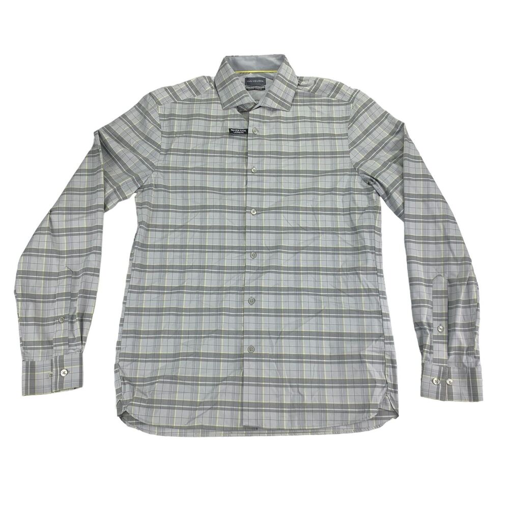 Van Heusen Mens Never Tuck Slim Fit Dress Shirt Gray 14-14.5 32/33